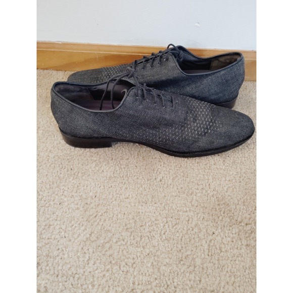 COLE HAAN Grand OS Dress Shoes Men 13 M FABRIC Grey Oxfords C25371 Old Money EUC main image 10
